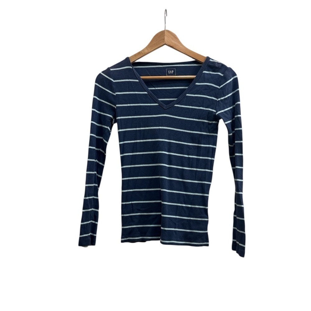 GAP Dark Blue and white  Striped Women's Top
